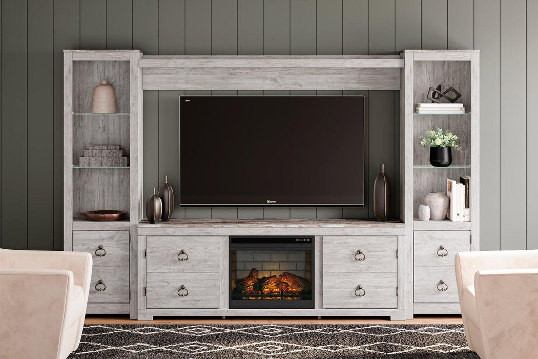 Willowton 4-Piece Entertainment Center with Electric Fireplace